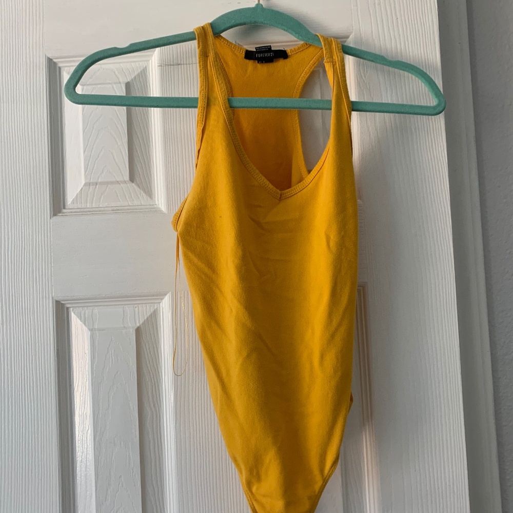 Yellow halter neck bodysuit